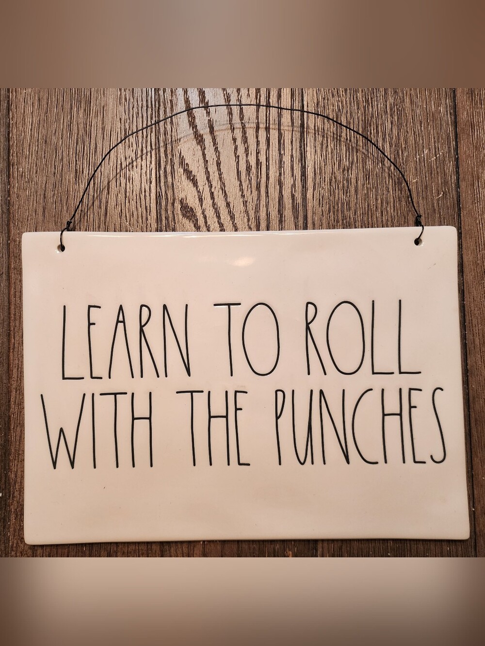 NWT Rae Dunn "Learn To Roll With The Punches" Ceramic Wall Hanging, 12"×8.5"